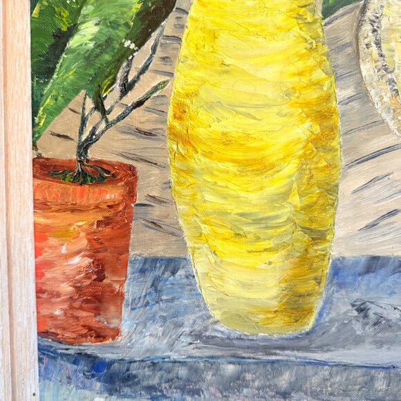 OOAK Vintage Large Chicken Oil Painting Signed by Artist - Picture 9 of 15